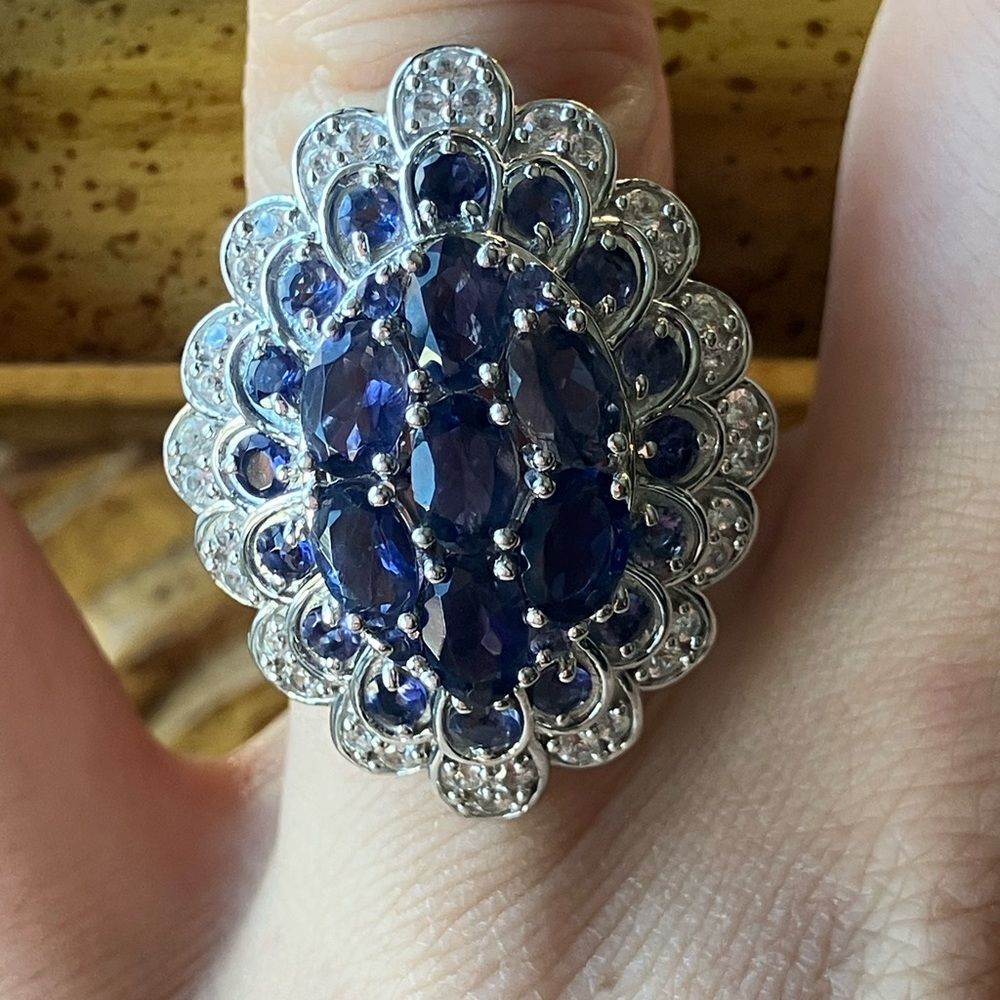 Natural Iolite Sterling Silver Ring Size 6